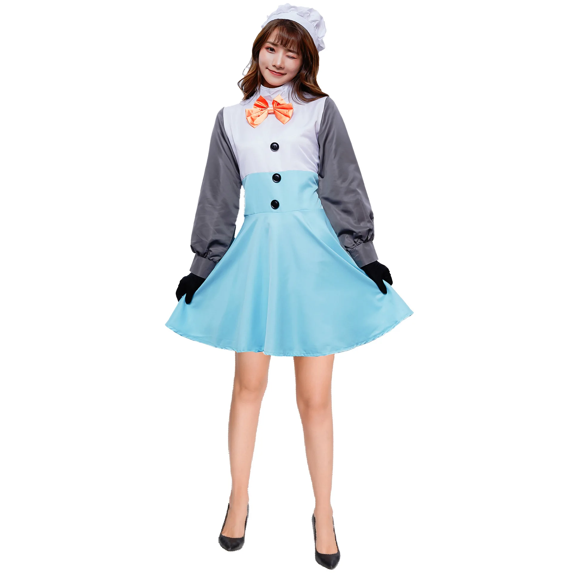 M-XL Japanese Frozen Olaf Halloween Costume Cosplay Winter Romance Anime Snowman Maid Dress