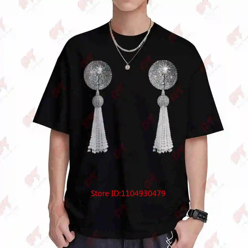 Vintage Burlesque Dancer Tassel Sparkling Short Sleeve Tee 100% Cotton T-Shirt