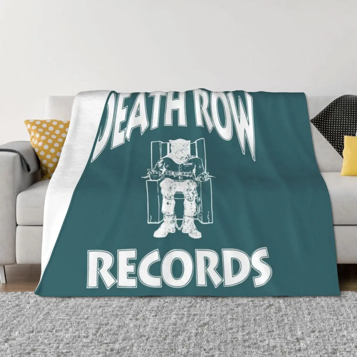 

Death Row Records Adult Unisex White Logo with Sleeve Hit Heavy Throw Blanket Furry Plaid on the sofa For Baby Soft Big Blankets