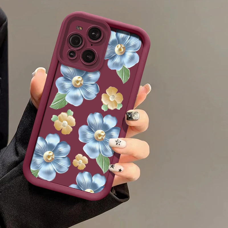 Casing Ponsel Pola Bunga Mewah untuk OPPO Find X8 X5 Pro X3 Lite F21 F17 Pro 5G F9 F19 Pro Plus Sampul TPU Matte Silikon Lembut