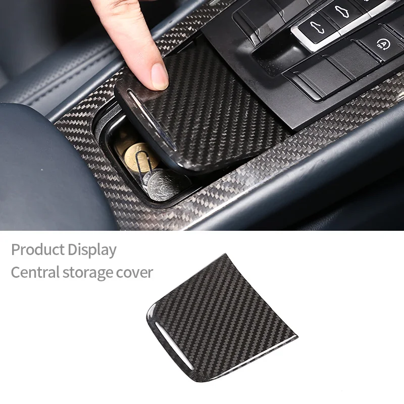 

For Porsche 718 911 2012-2019 Real Carbon Fiber Car Central Control Storage Box Cover Panel Trim Frame Car Interio Accessories