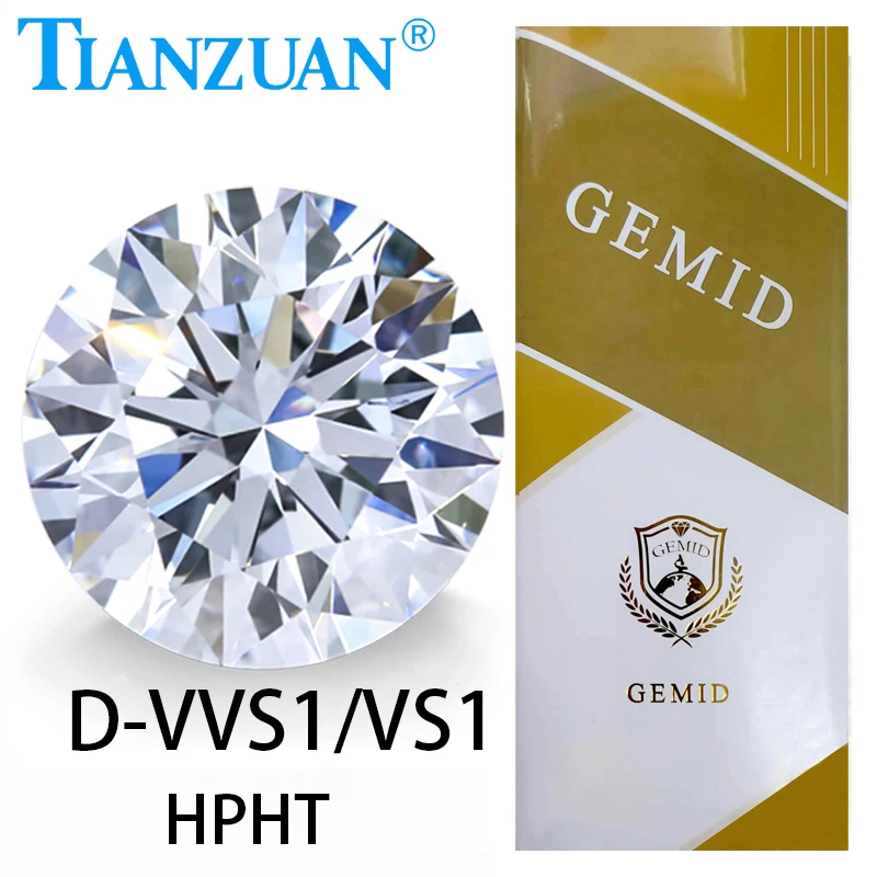 

Lab Grown Diamond HPHT D Color VVS1/VS1 3EX Round Brilliant Cut Loose Gemstone Bead with GEMID Certified