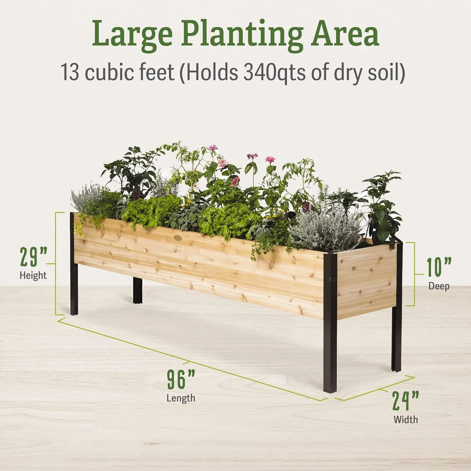 Gardener's Supply Company Raised Garden Bed Elevated Cedar Planter Box | 2' x 8' Heavy Duty Standing Planter for Outdoor Plant