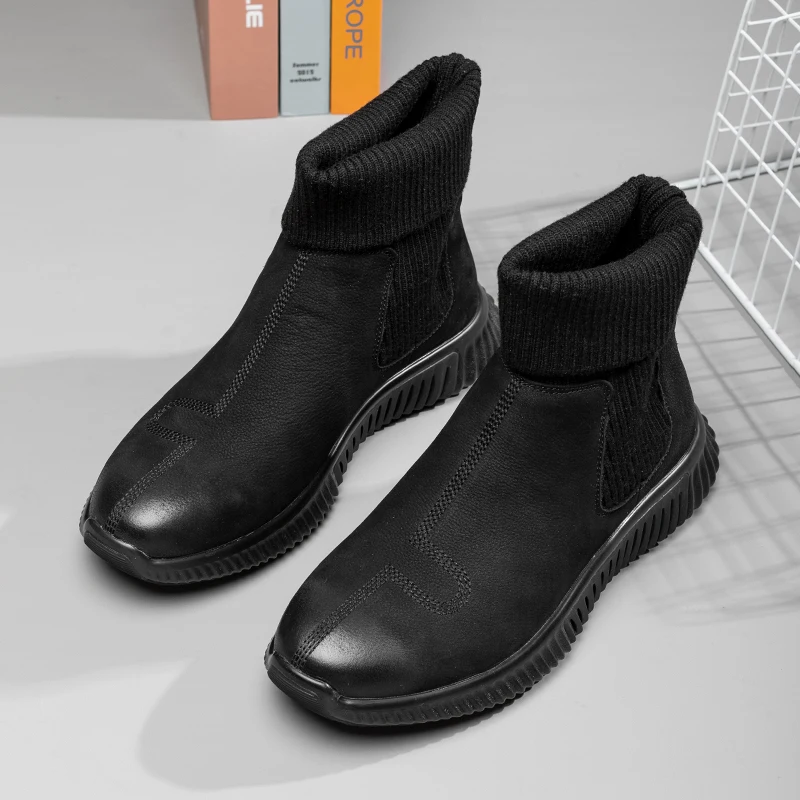 Botas curtas versáteis masculinas, sapatos da moda britânica, inverno, PB81106