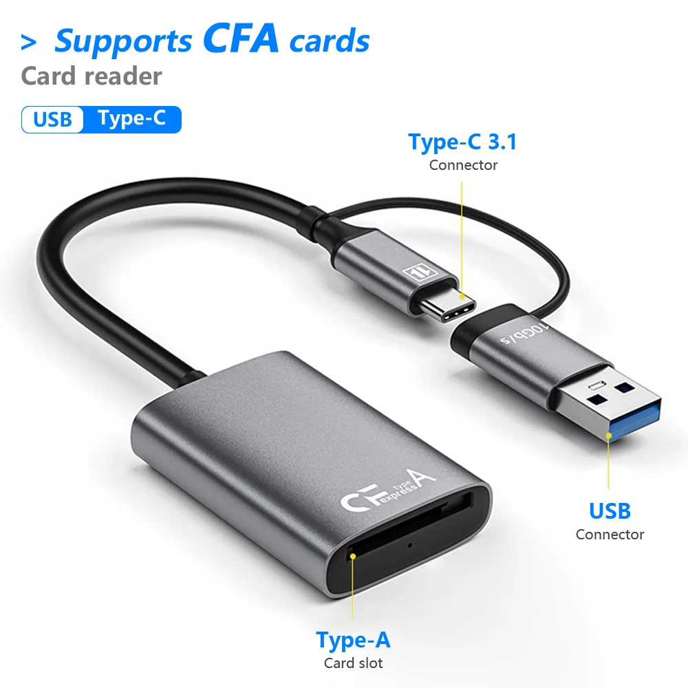 Dual Interface CFexpress Type A CFe SD Card Reader USB-A Type C OTG Fast Transfer For Sony Camera iPhone15 MacBook Pro Air
