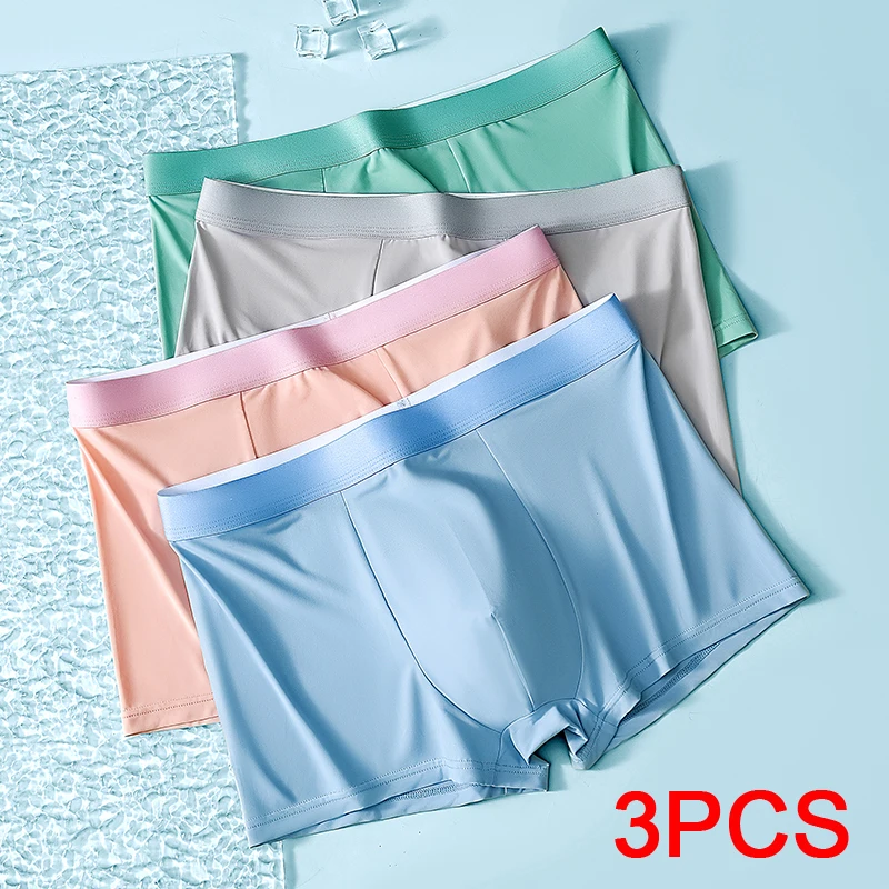 

Men Ice Silk Boxer Shorts Men's Panties Set Underwear Boxer Male Man Underwear Hot Briefs Square Fashion Boxers and Underpants
