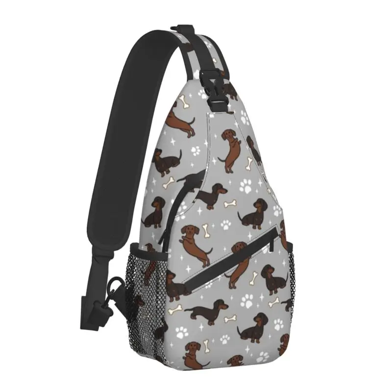 Moda cinza dachshunds dackel crossbody estilingue mochila homem o cão wiener teckel ombro peito saco para caminhadas