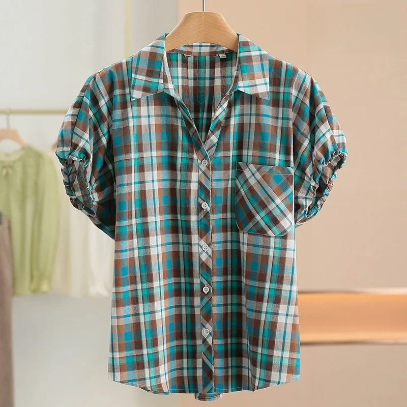 

XKing Simple Collar Batwing Sve irt Office Lady Sle Summer New Arrival Women's Cotton Blend irt Commute Faion