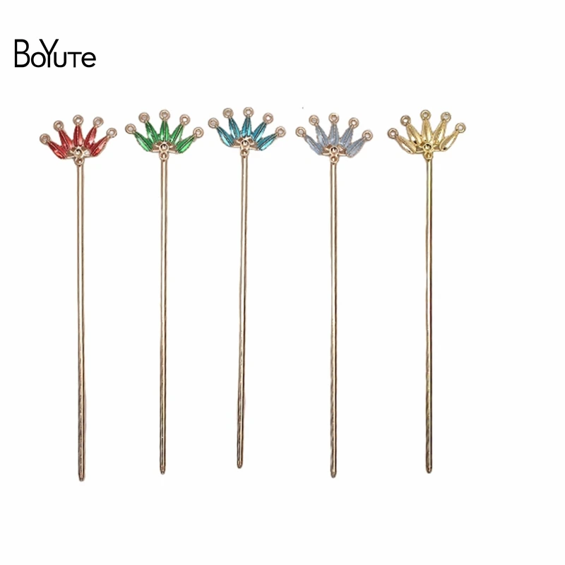 

BoYuTe (20 Pieces/Lot) 17*27mm Alloy Leaf Welding 120*2.5mm Iron Hair Stick Vintage Hair Accessories Diy Jewelry Materials