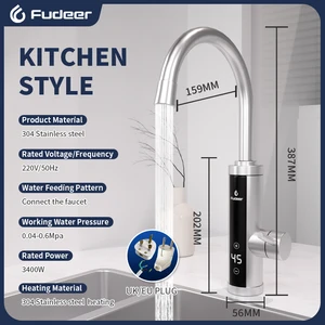Fudeer 3400W 220V سخان مياه المطبخ الكهربائي الفولاذ المقاوم للصدأ صنبور فوري صنبور ماء سخان الباردة التدفئة أعلى 6 مبيعات للصنابير الكهربائية - رقم 6