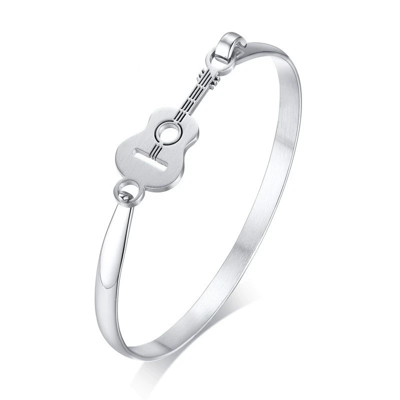 

Fashion Jewelry Women's Simple style silver color stainless steel guitar bracelet