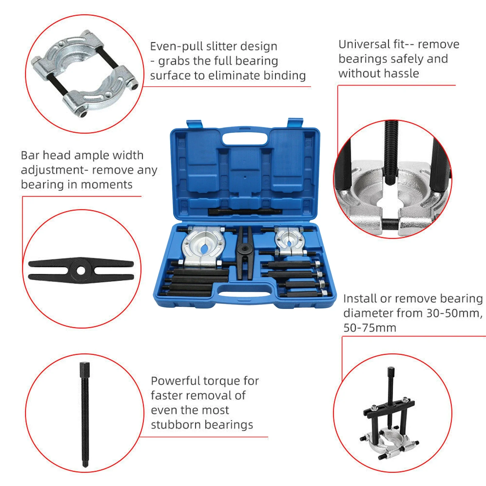 Kit  extractor  rodamientos, separador  rodamientos, Kit  extracción  rodamientos  rueda  piñón con mandíbulas