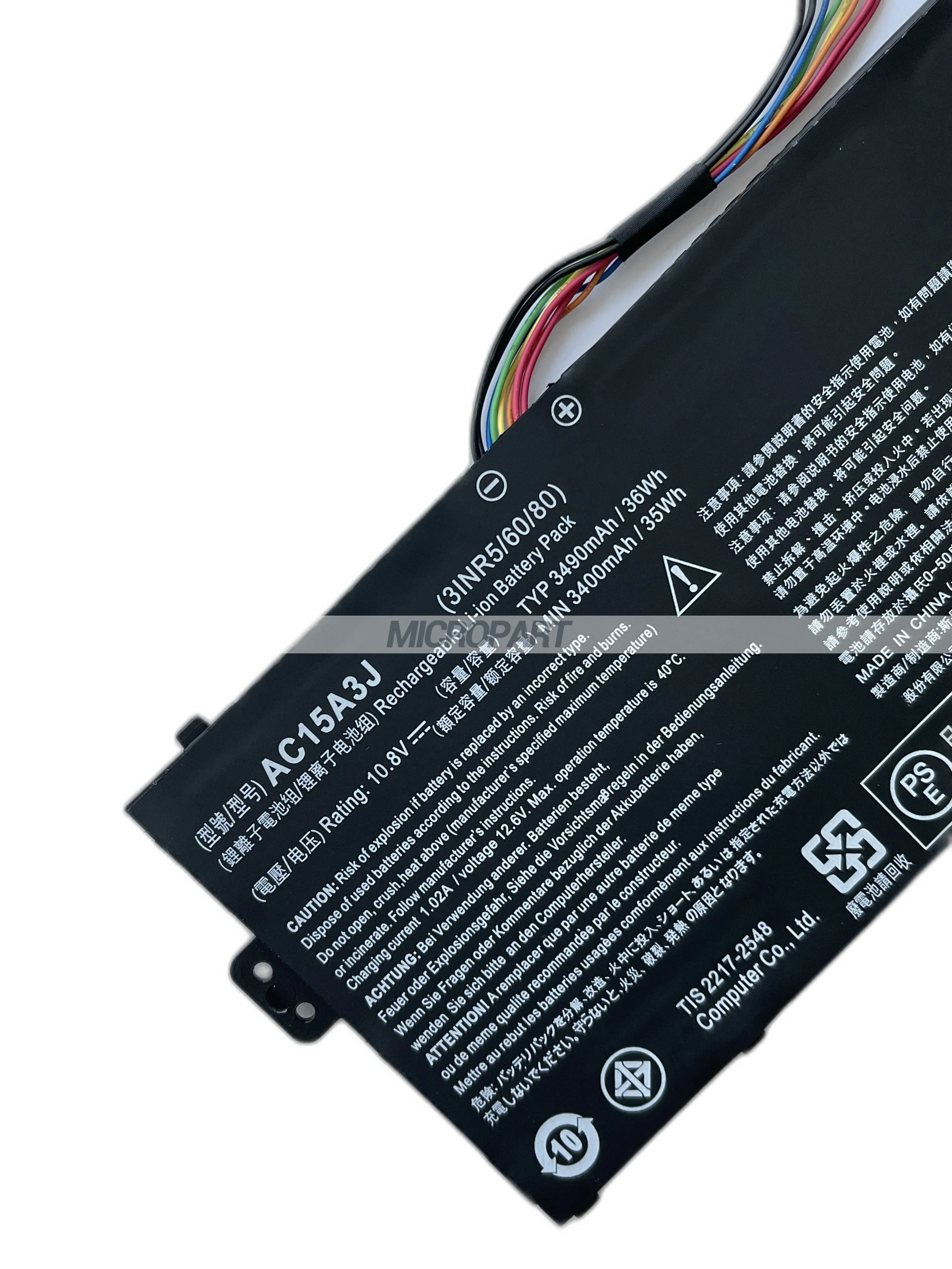 Imagem -04 - Li-ion-bateria Substituição para Acer Laptop Ac15a3j Chromebook 11 Cb3131 Chromebook 11 Cb5-132t 10.8v 36wh Longa Duração da Bateria