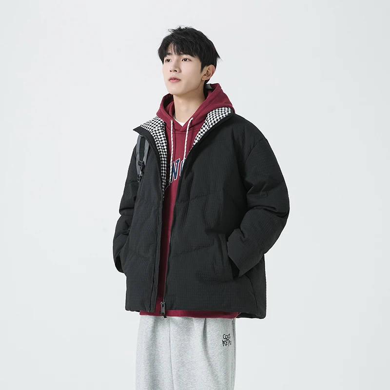 

New Faion Men's Thiened Bread Jaet Couple Outerwear Winter Warm Polyester Fiber ort Sle White Du down Filling