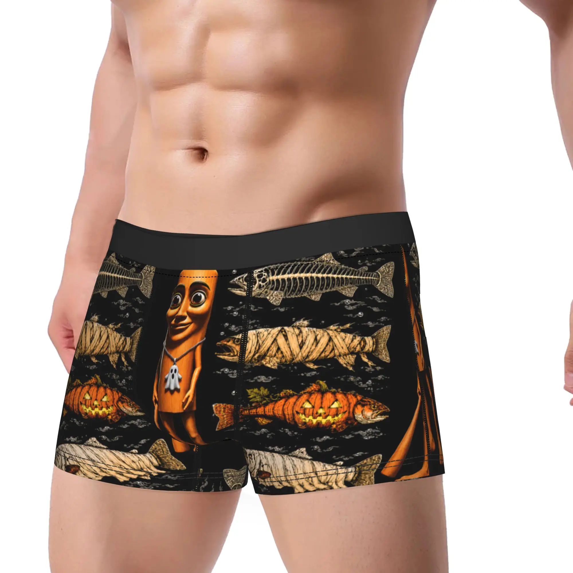 Tung Tung Tung Sahur Halloween Trout Ghost Pumpkin Skeleton Underwear Man Shorts Briefs Elastic Trunk Trenky Big Size Underpants