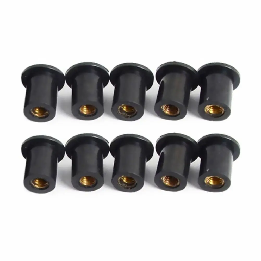 

10pcs M4 Rubber Well Nuts Metric Brass Insert Expansion Nut Motorcycle Windshield Replacement Fastener Kit Motorcycle Part