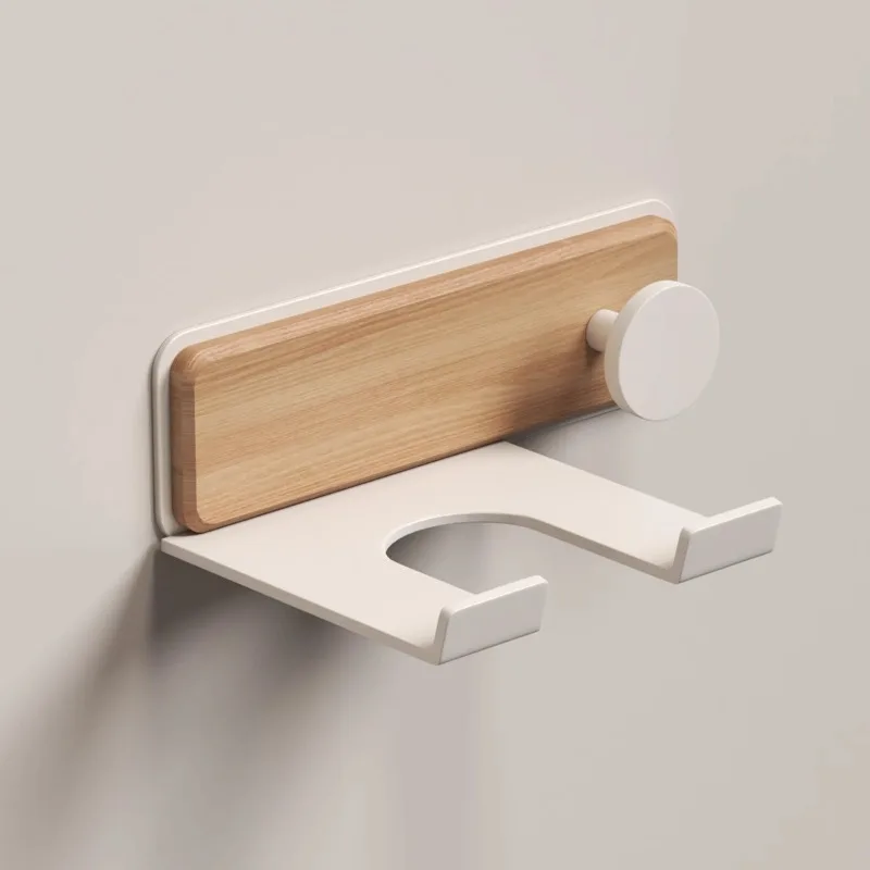 

No Drill Hair Dryer Holder - Wall Mount Organizer with Cord Wrap, Bathroom Storage Shelf for Blow Dryer, Space Saver shelf