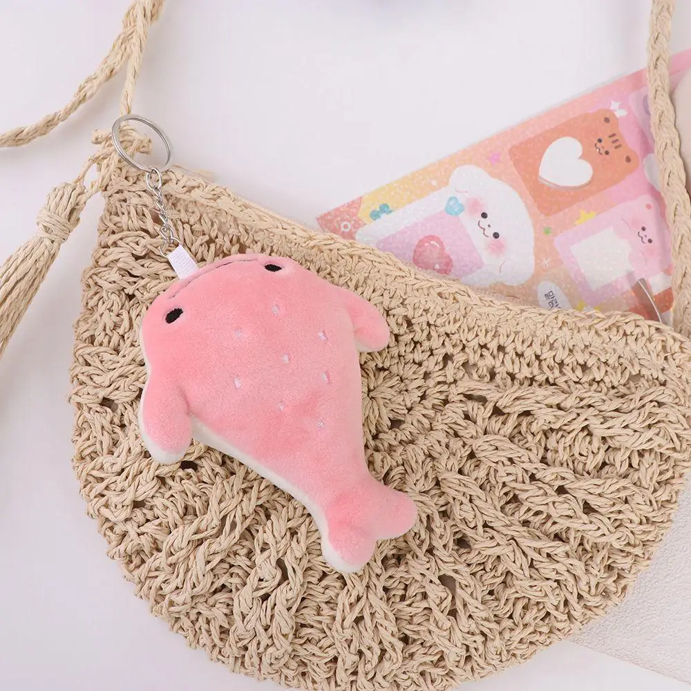 Funny Animal Whale Cartoon Whale Keychain Soft Stuffed Plush Animal Whale Doll Cartoon Fluffy Whale Pendant Female Lady Girl