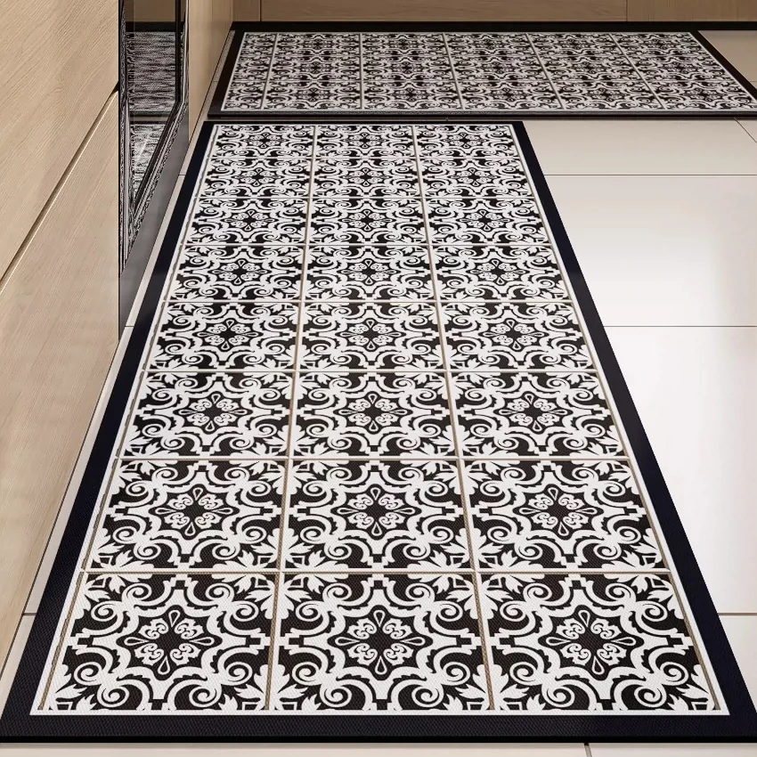 Kitchen Carpet Anti-slip Long Strip Runner Rugs Oil-proof Waterproof PVC Leather Washable Mats Home Decoration Коврик Для Кухни