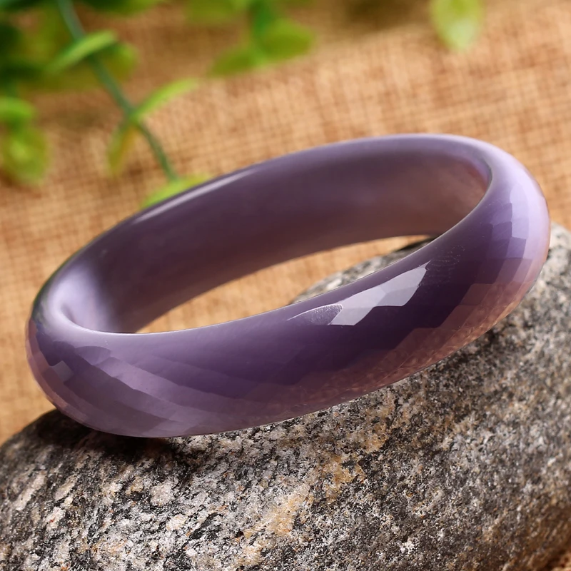 Purple Opal Bracelet, Medium Wide Jade Bracelet for Women.