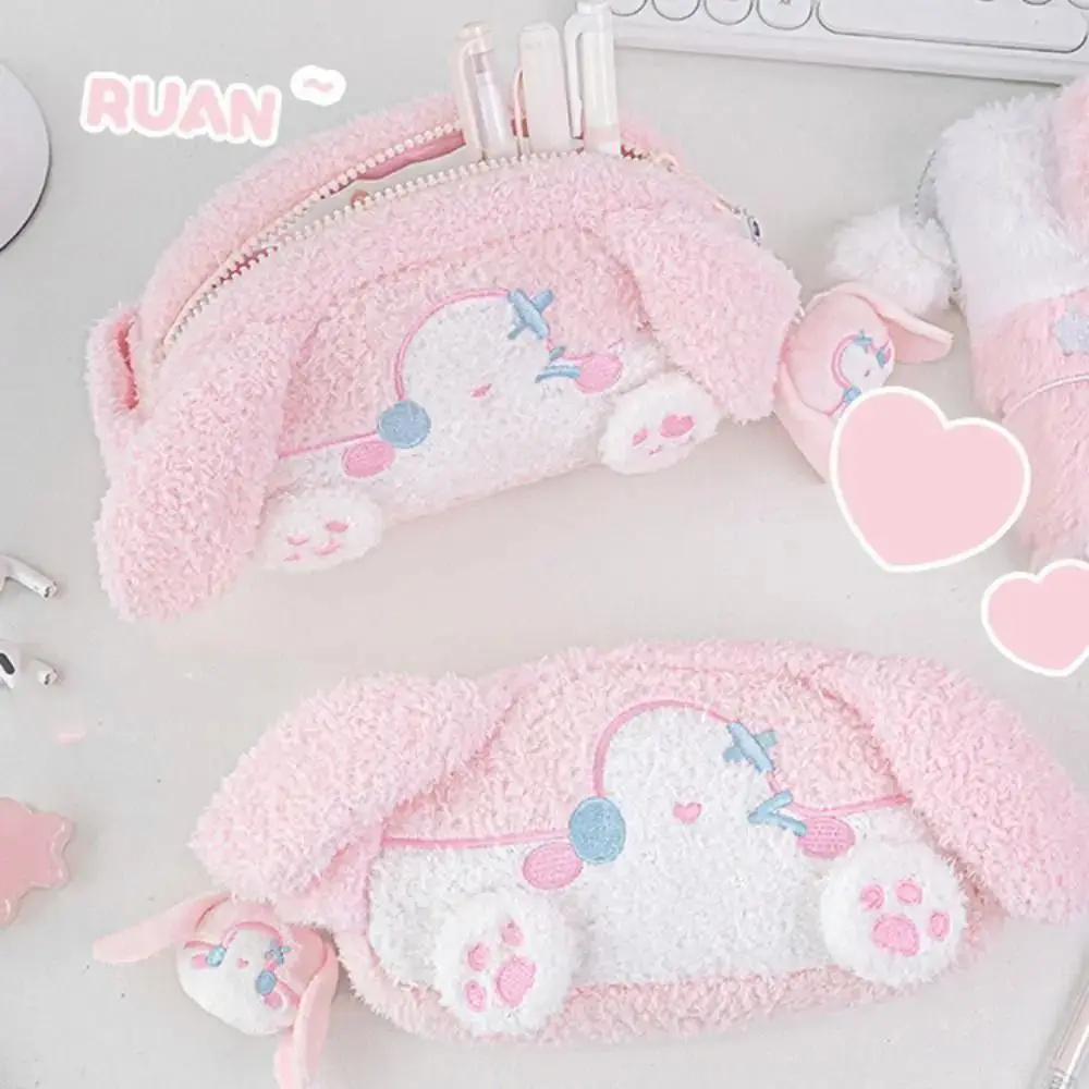 

Large Capacity Plush Pencil Case Soft Cute Stationery Storage Pouch Cartoon Animal Pencil Holder Viewable Window Pen Bag Student