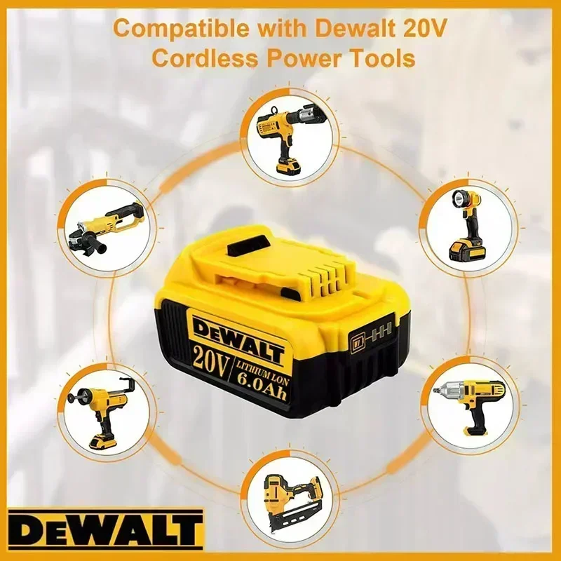 100% оригинальная батарея Dewalt 20 В DCB606 DCB205 DCB206 DCB209 DCB182 Аккумулятор для электроинструмента 20 В Аккумулятор 5 Ач 6 Ач \