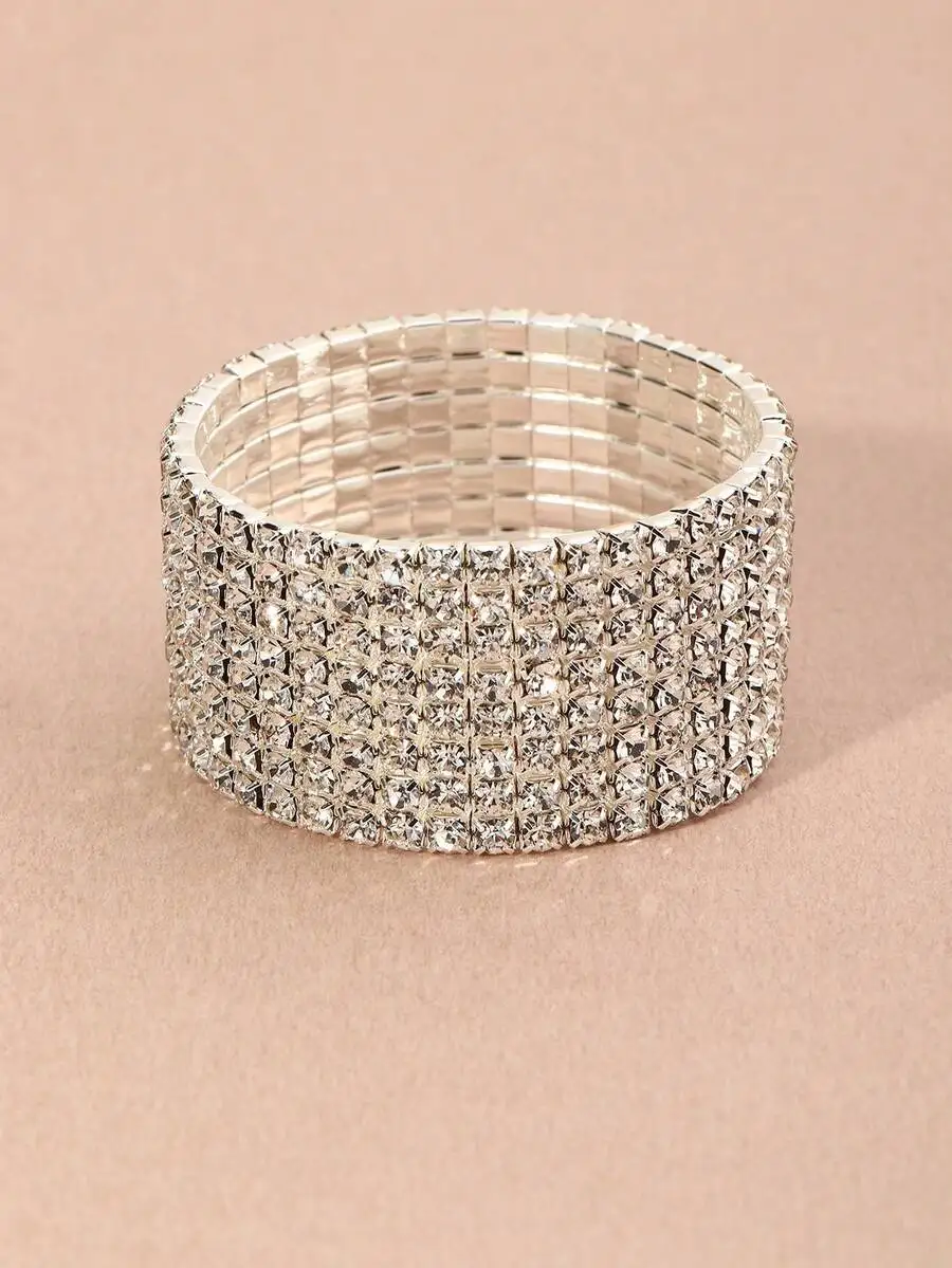

8-Row Rhinestone Elastic Bracelet For Women Festival Party Wedding Jewelry