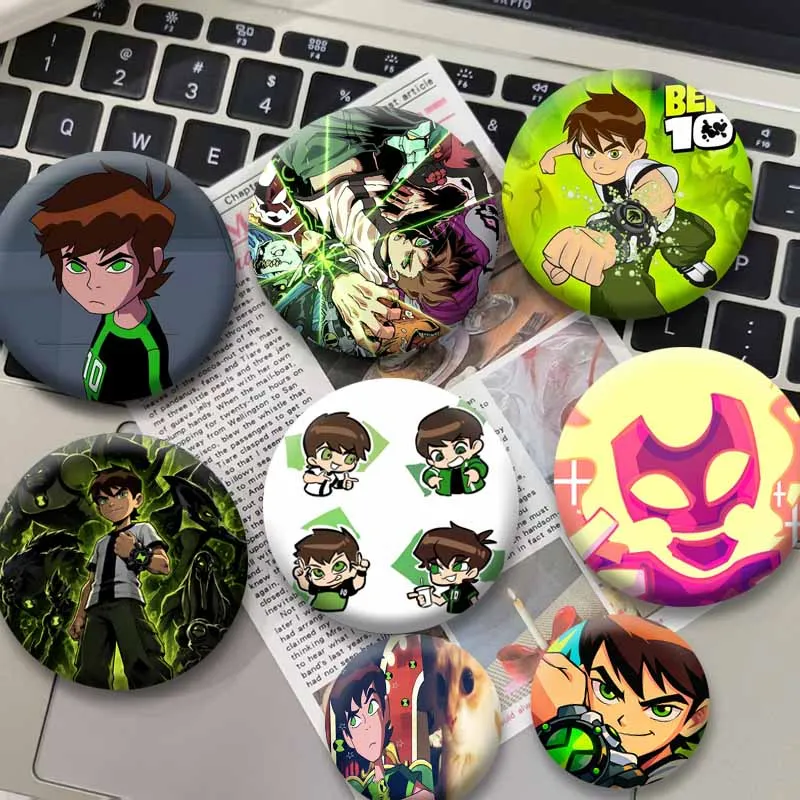 Creative Anime Ben10 Icons Badge Handmade Round Brooch Cartoon Role Ben Tennyson Enamel Pins Backpack Jewelry Accessories Gifts