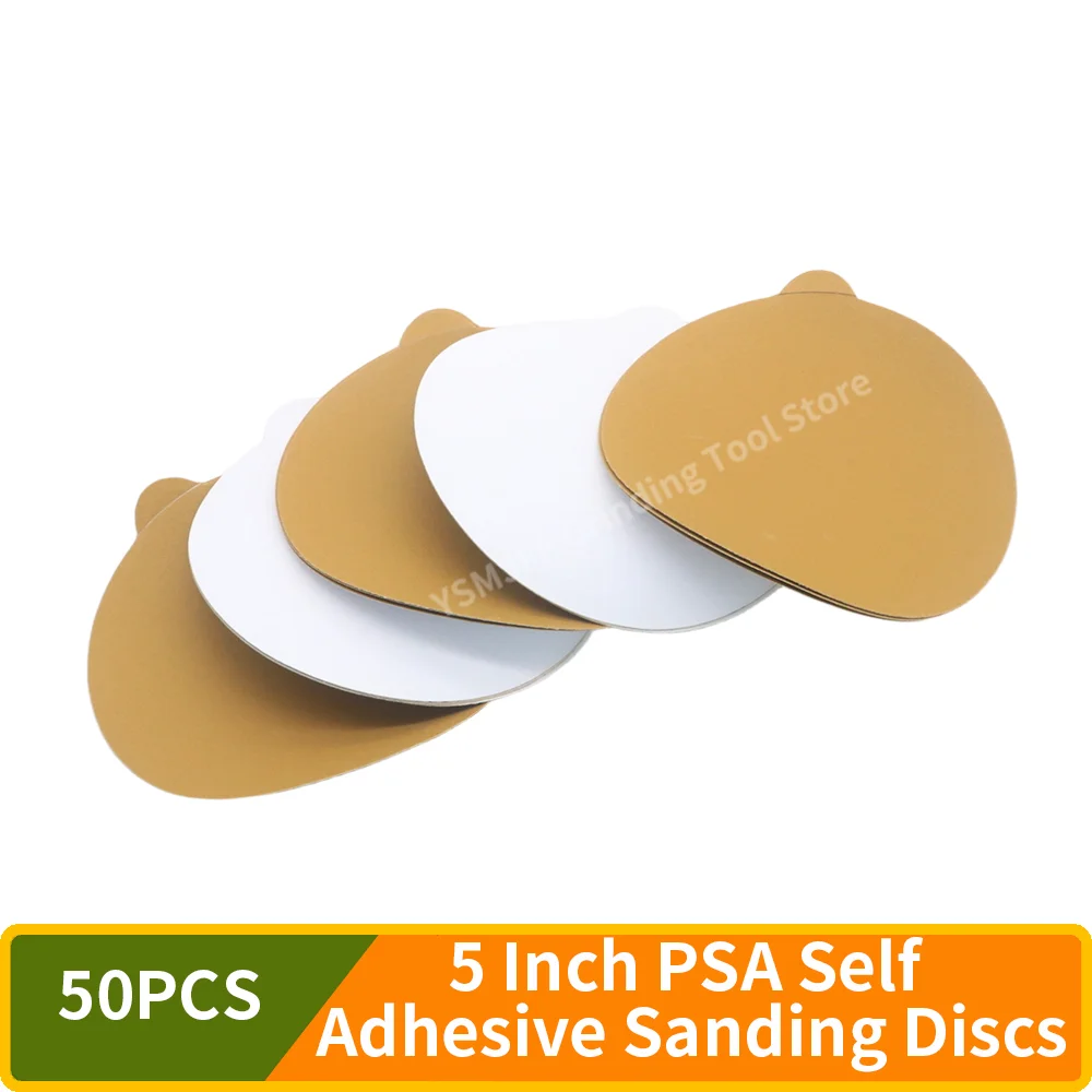 50PCS 5 Inch PSA Sanding Discs Set,P40-800 Self Adhesive Sticky Back Sandpaper,Aluminum Oxide Pads for DA Sander Auto Wood Metal