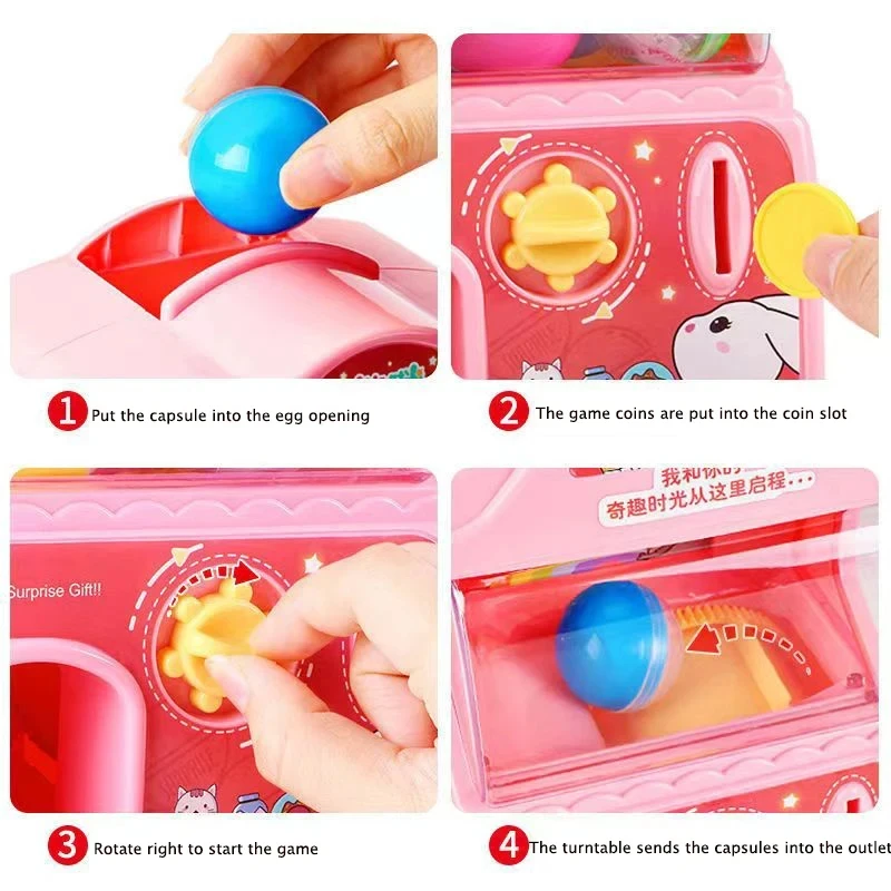 Children Fun Egg Twisting Machine Toys Cute Gashapon Machine Play House Learning Education Toys Candy Game Machine Toys Gifts