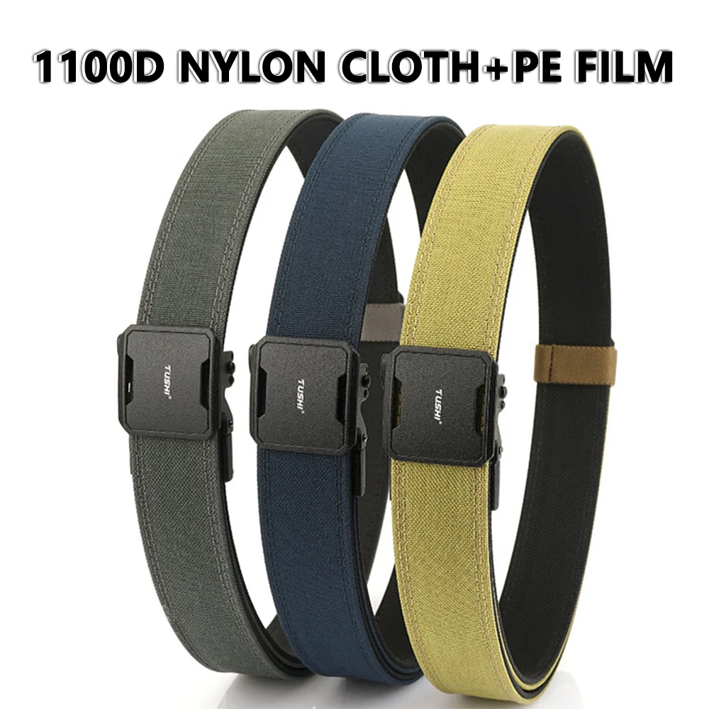 TUSHI Gürtel, harter taktischer Gürtel für Herren, Waffengürtel, EDC, Zinklegierungsschnalle, IPSC 1100D Nylon, Outdoor-Sportgürtel, männlicher Militärgürtel – Detail 1