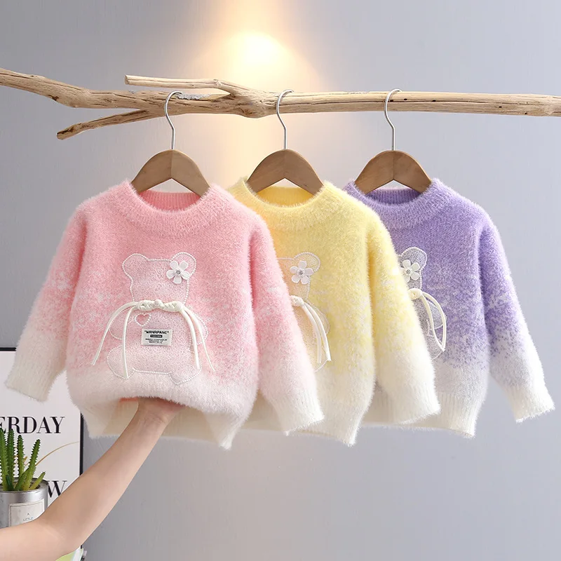 

Girls Woolen Jersey Sweaters Spring Autumn 2025 Children Knitted Clothes Tops For Baby Girl Outerwear Kids Pullover Sweater 7 8Y