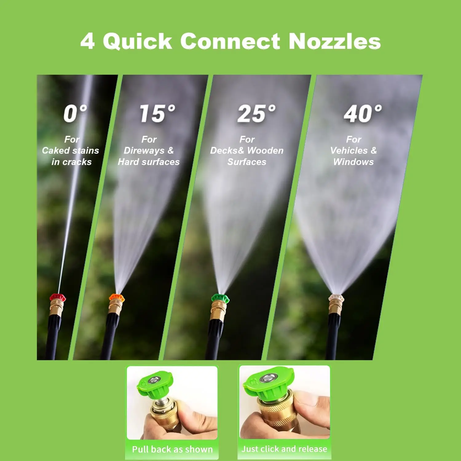 غسالة الضغط العالي 5000 رطل لكل بوصة مربعة مع خرطوم 33 قدم، مدفع رغوة، 4 فوهات لتنظيف المنزل والسيارة #4