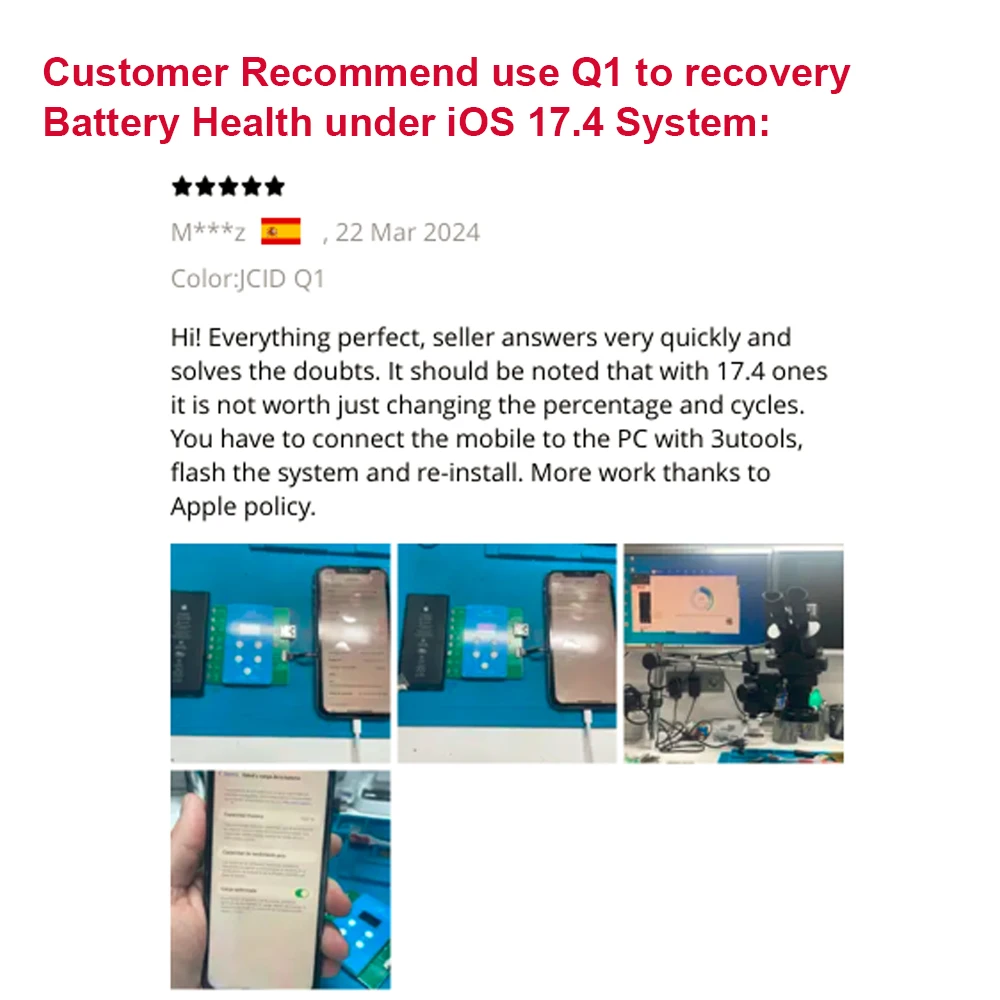 JCID JC Q1 Battery Health Quick Repair Board For iPhone 11 to 15 Pro Solve Window Pop-up Modify Battery Efficiency No need FPC