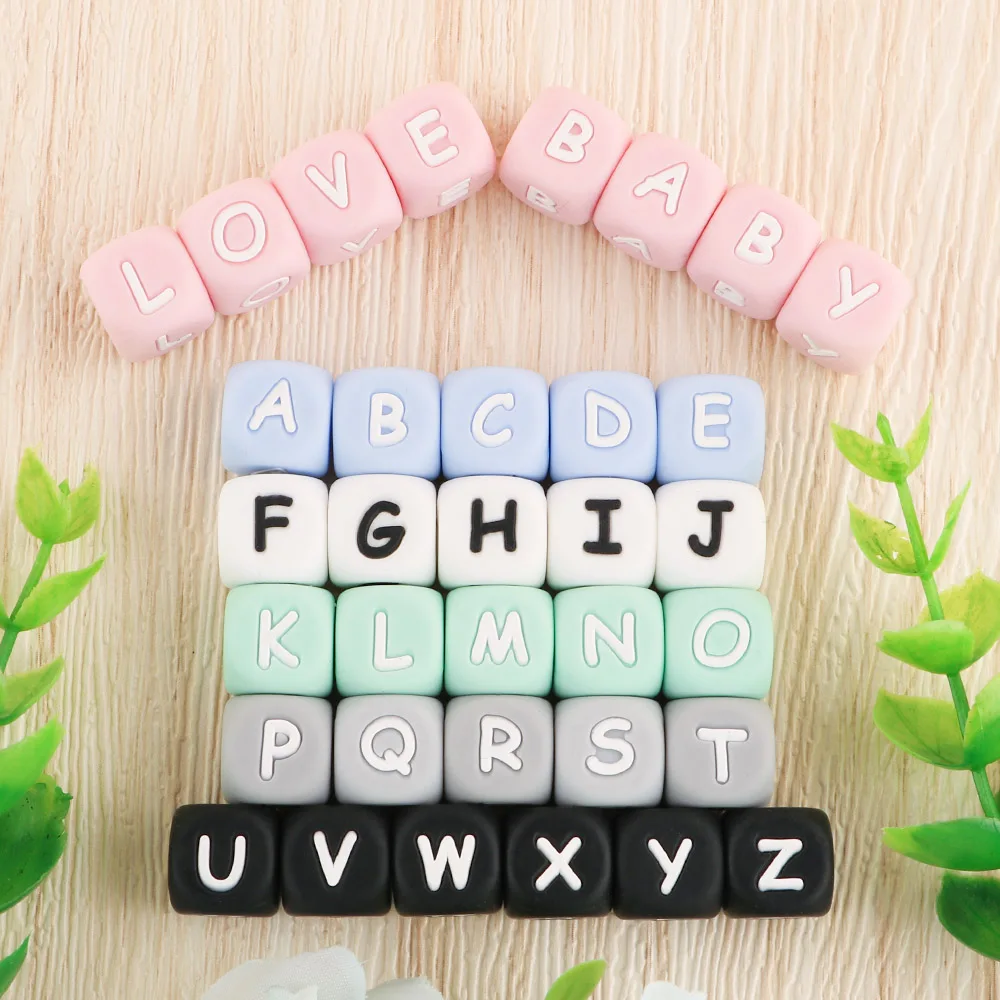 Kovict 10pc Colorful Alphabet English Silicone Letters Beads 12mm For Jewelry Making DIY Personalized Necklace Bracelet