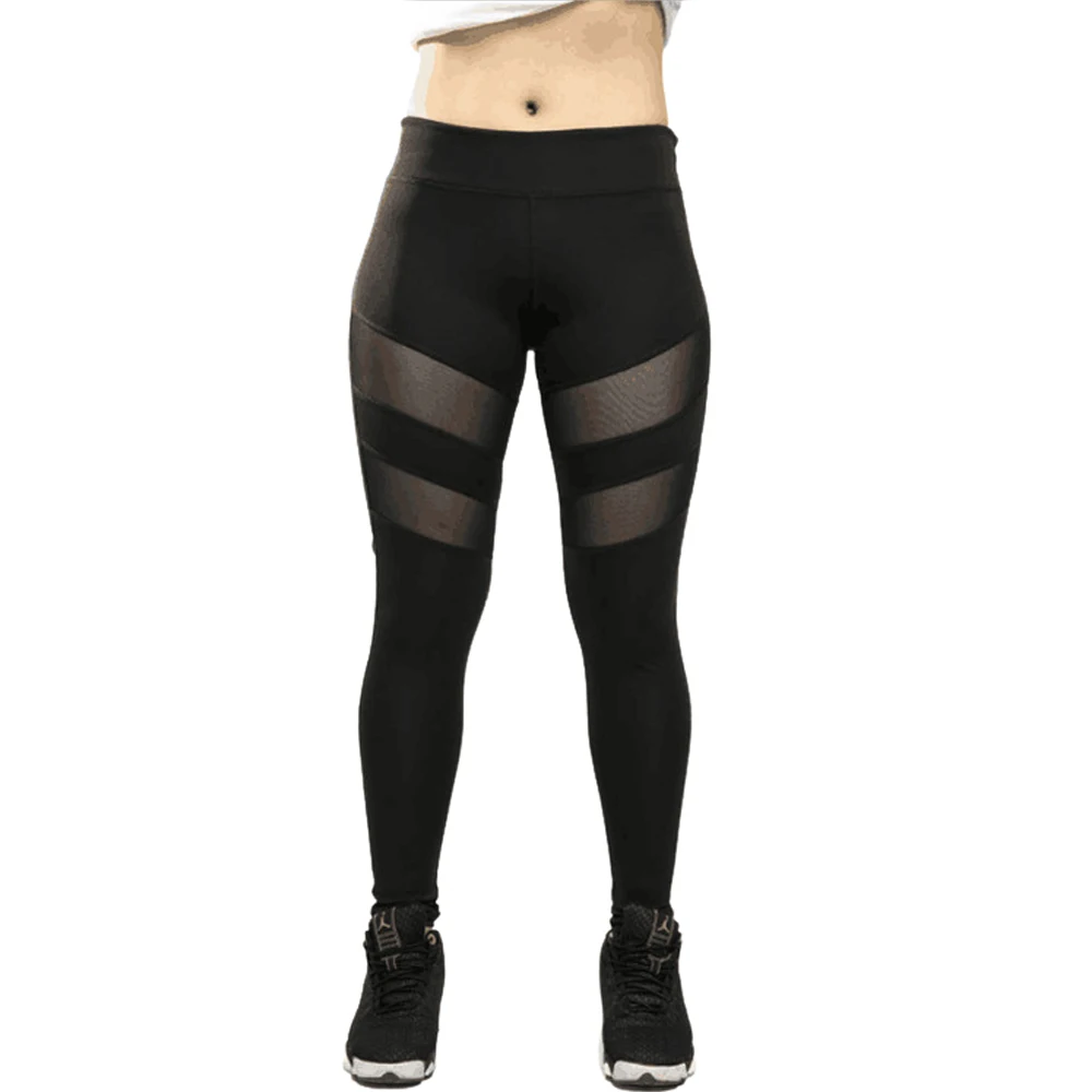 

Running Pants Quick Dry Mesh Net Yoga Pants Black High Waist Elastic Fitness Slim Sport Pants Gym Leggings For Women Trousers