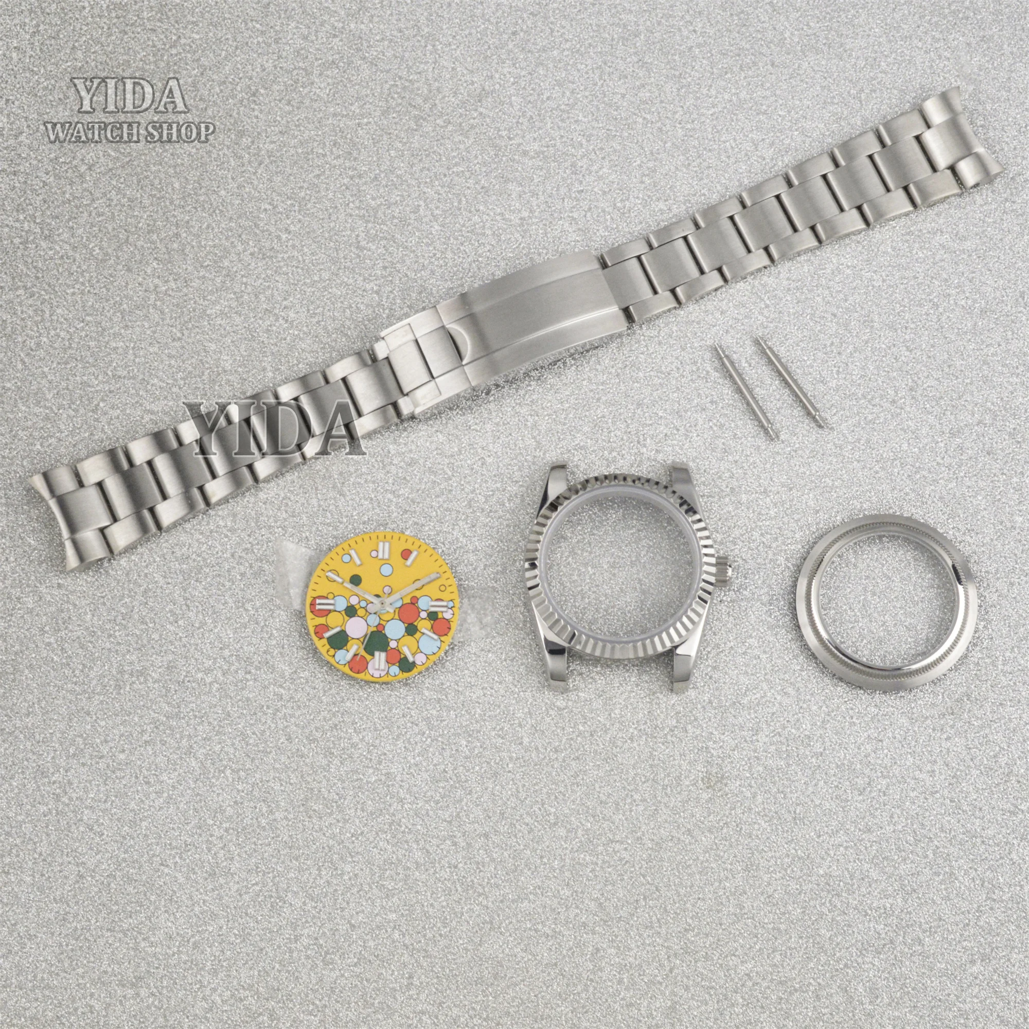 36/39mm NH35 Case Dial Silver Watch Parts Stainless Steel Bracelet Glass Back For Datejust NH35 NH36 Movement Waterproof 100M