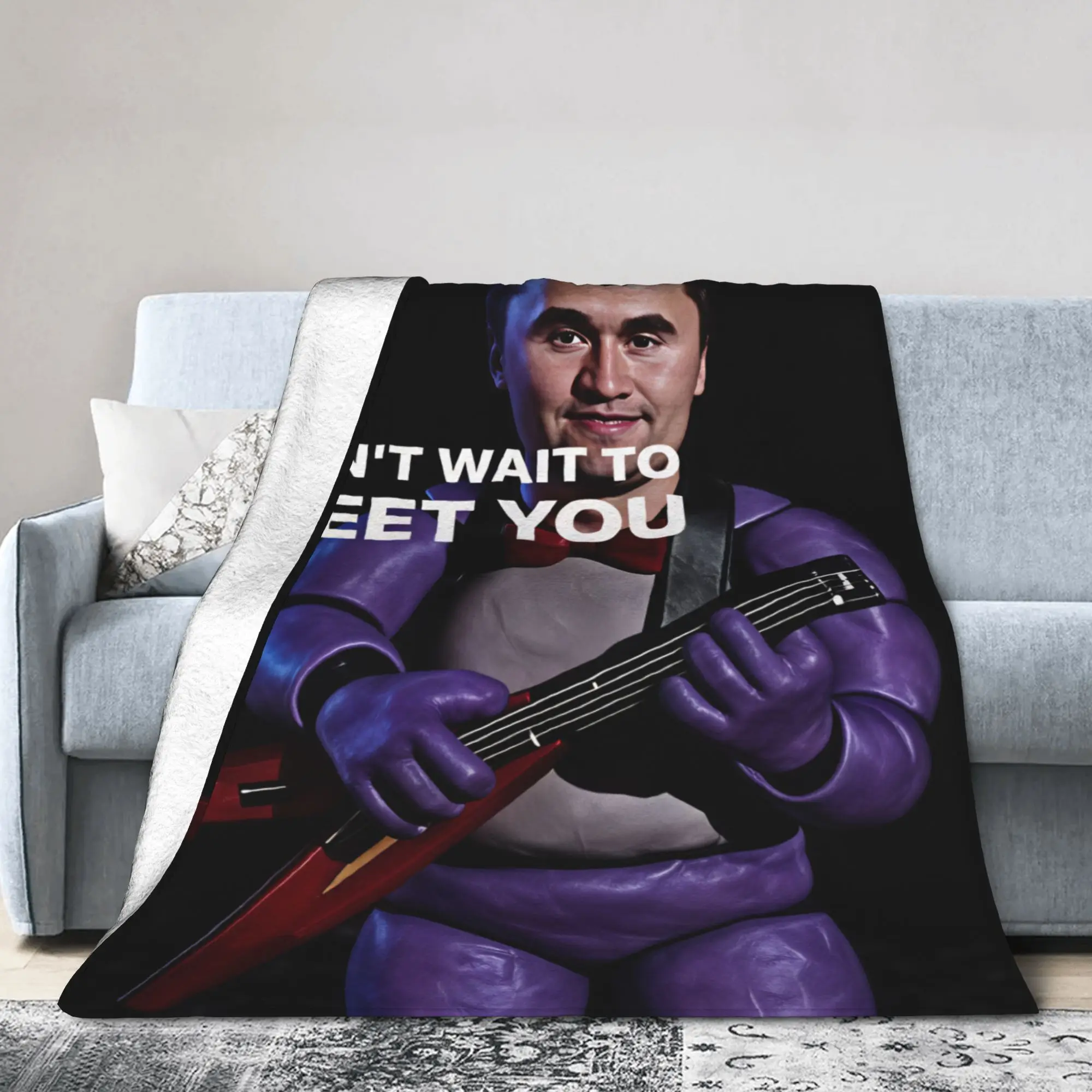 Can't Wait To Meet You Purple Bunny Animatronic Charlie Kirk Blanket  Soft Plush Throw Blanket For Chair Sofa Bedspread Cover