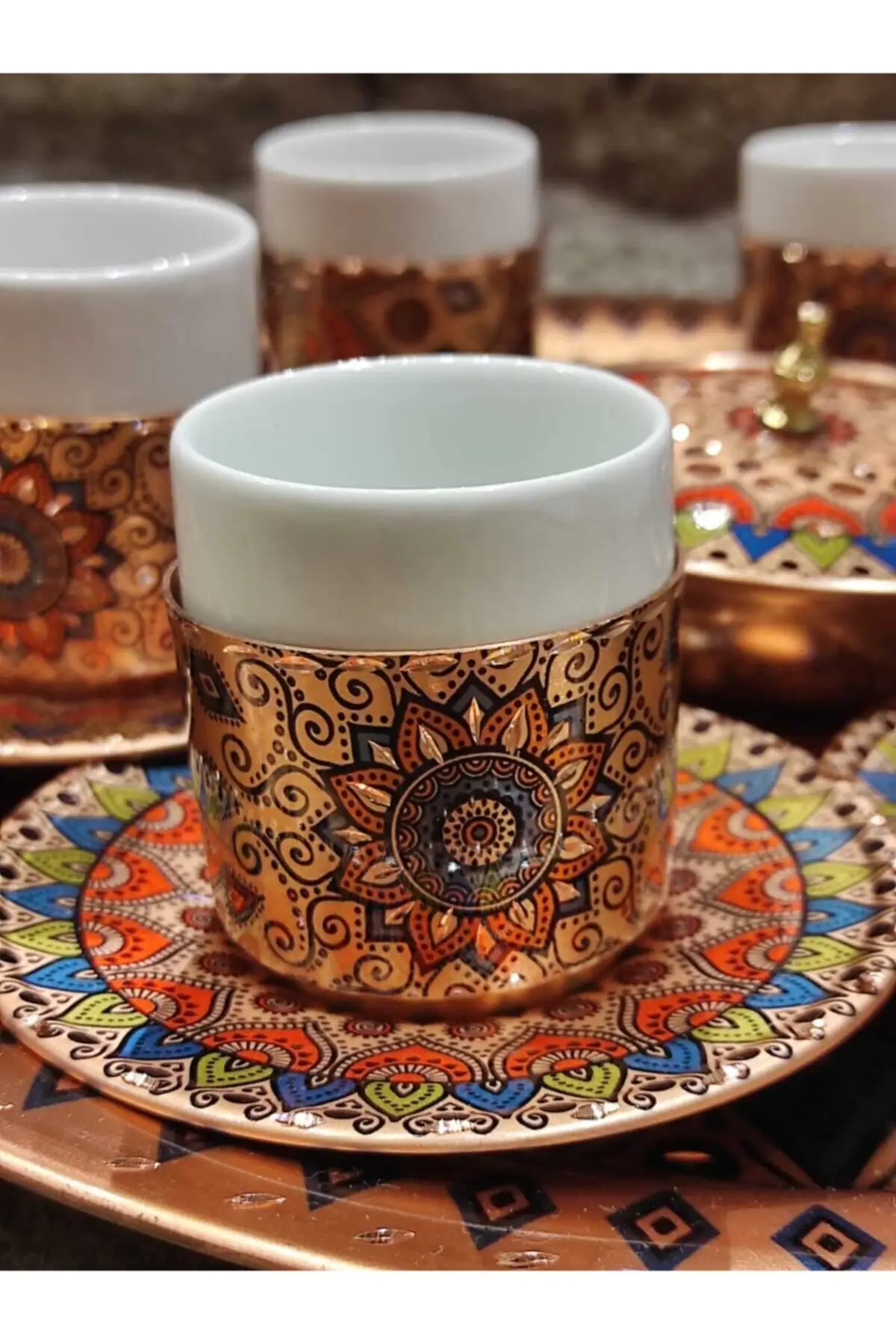 DOLBOVI copper turkish coffee cup set handmade espresso cup