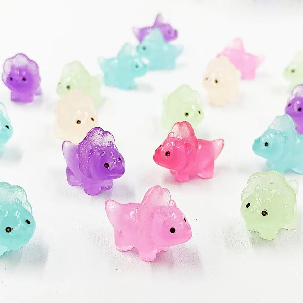 5/10pcs Mini Resin Dinosaur Figurines, Glow In the Dark Miniature Fairy Garden Micro Landscape Ornament, DIY Craft Decoration