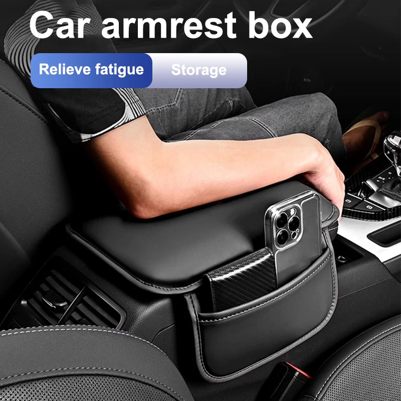 Car Armrest Mat Center Console Protect Cushion Storage Bag For Ford Fiesta C-Max Kuga Ranger Raptor KA Fusion ST Transit Edge