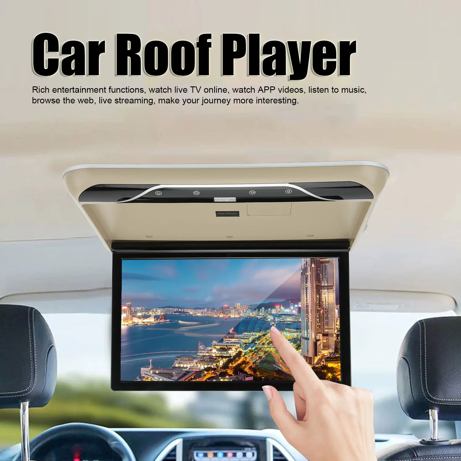 

Roof Mounted Monitor Car Overhead Player Multifunction Bluetooth with 16 Color Lamp for Android 9.0