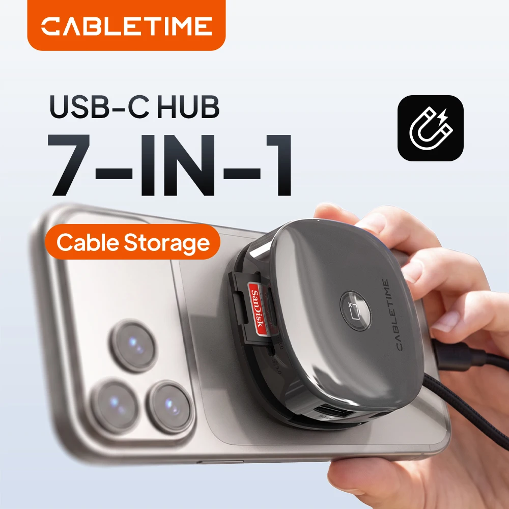 cabletime-7-in-1-usb-c-hub-for-macbook-pro-iphone-17-pro-magnetic-4k@60hz-5gbps-data-transmission-sd-tf-30-phone-hub