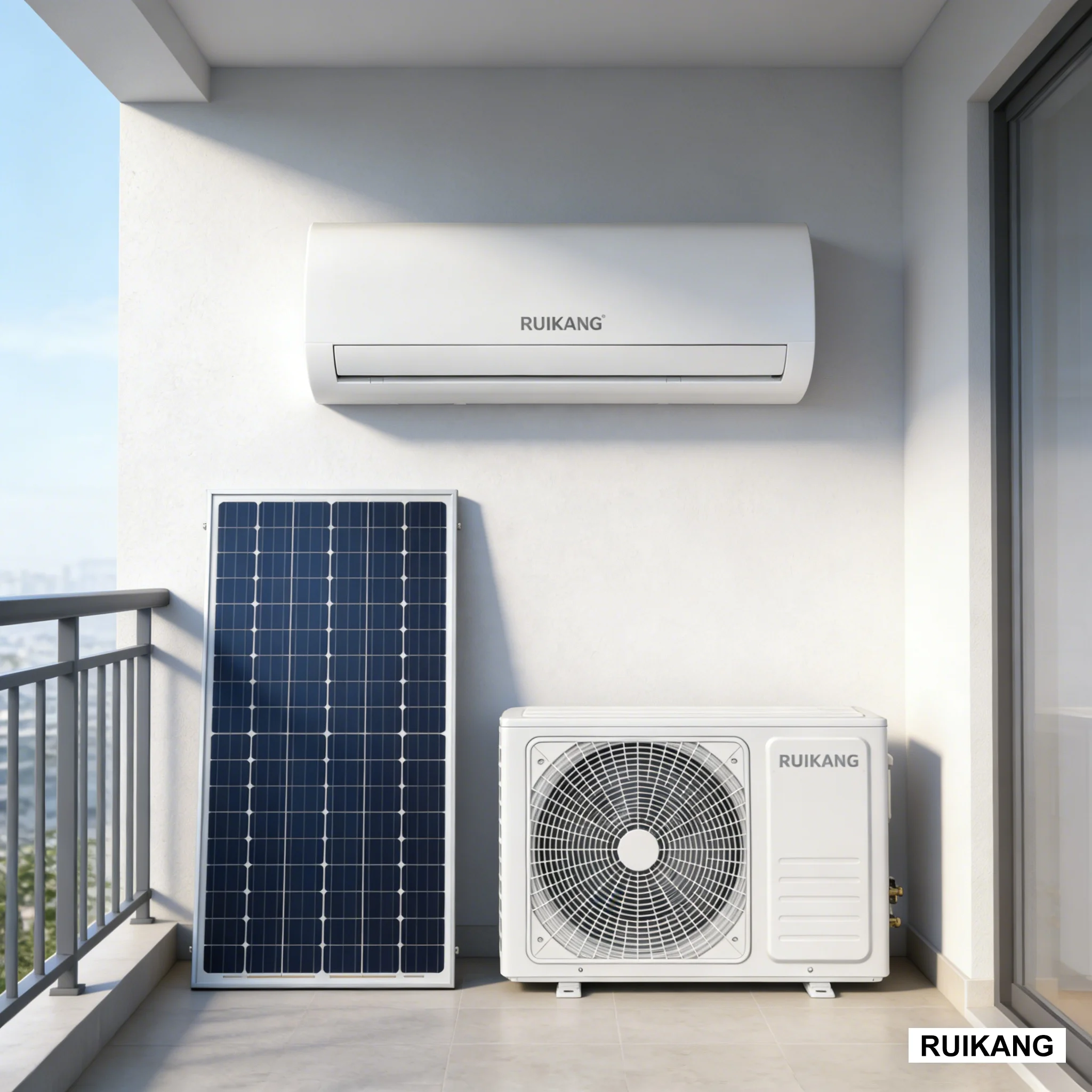 Multi-Scene 12000 BTU Hybrid Solar Air Conditioner Solar Powered Split AC Energy Saving DC Inverter for Home Hotel Commercial