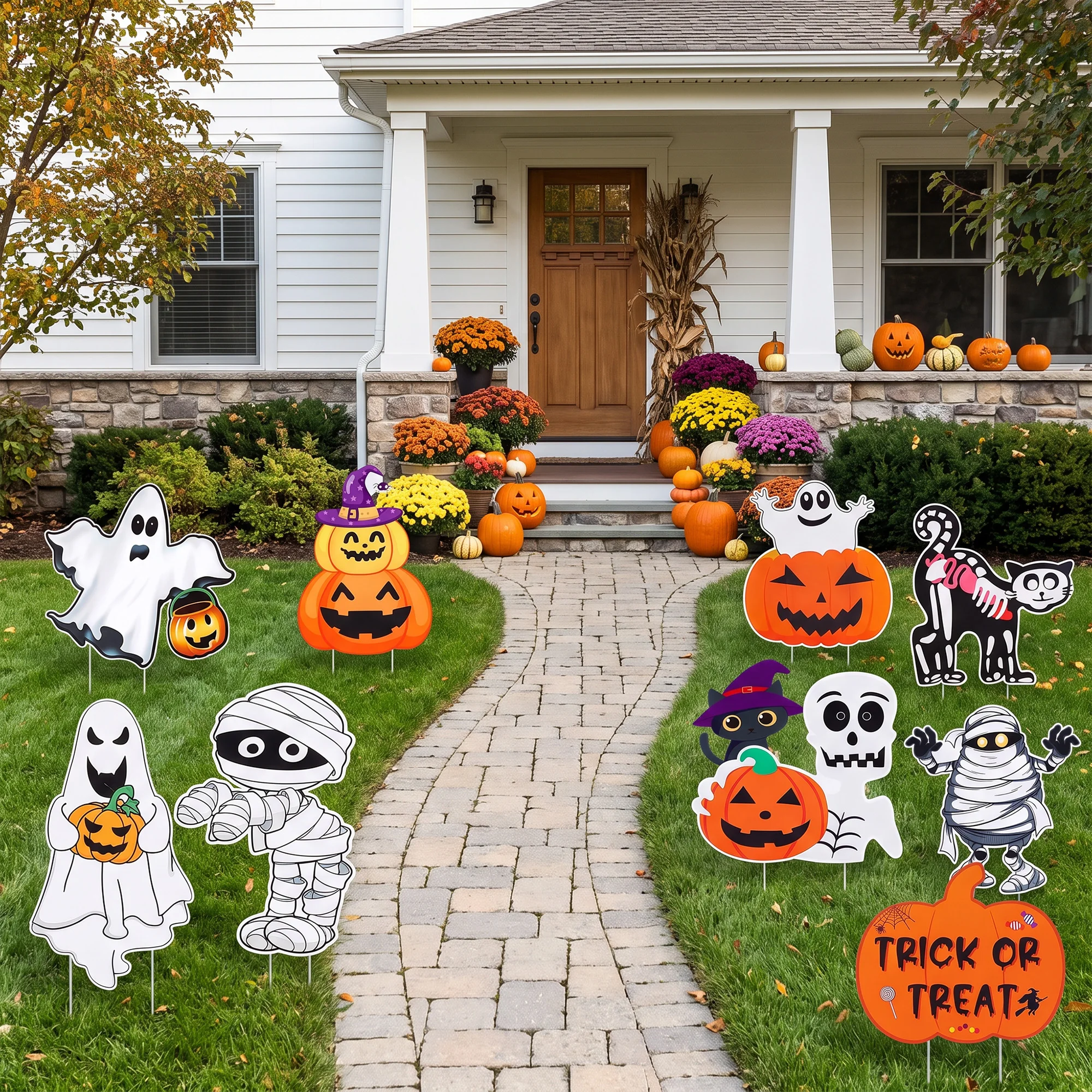 ชุดป้ายตกแต่งสนามฮาโลวีนพลาสติ - Halloween Skeleton Decoration บทวิจารณ์และราคา