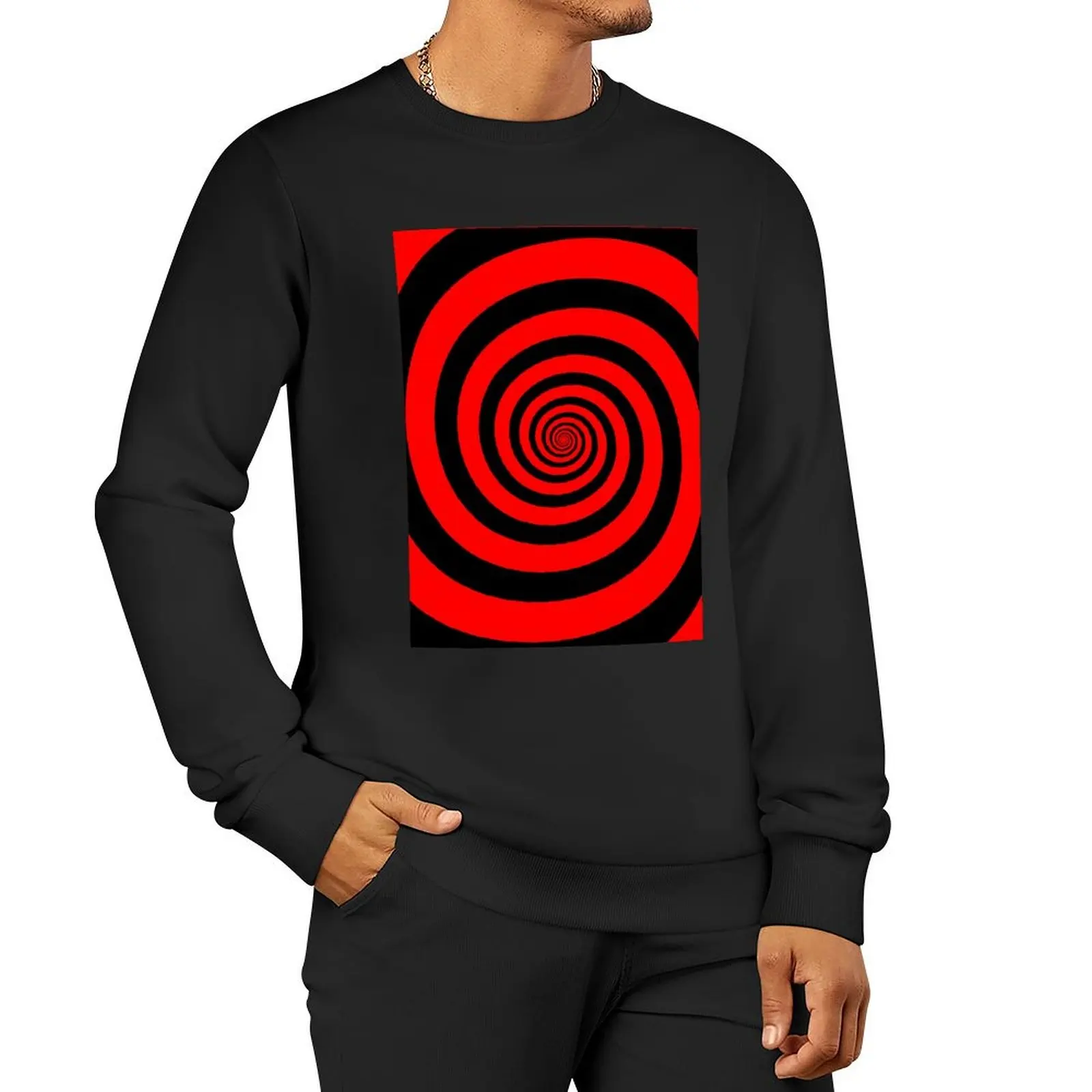 Hypnotic Black and Red Swirl Pullover Hoodie clothes for men winter clothes men wear hooded sweatshirt for men