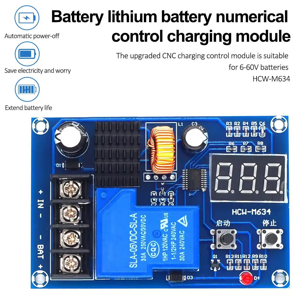 XH-M604 18650 Lithium Battery Charging Control Board DC 6-60V Digital Li-ion Lead Acid Battery Overcharge Protection Switch