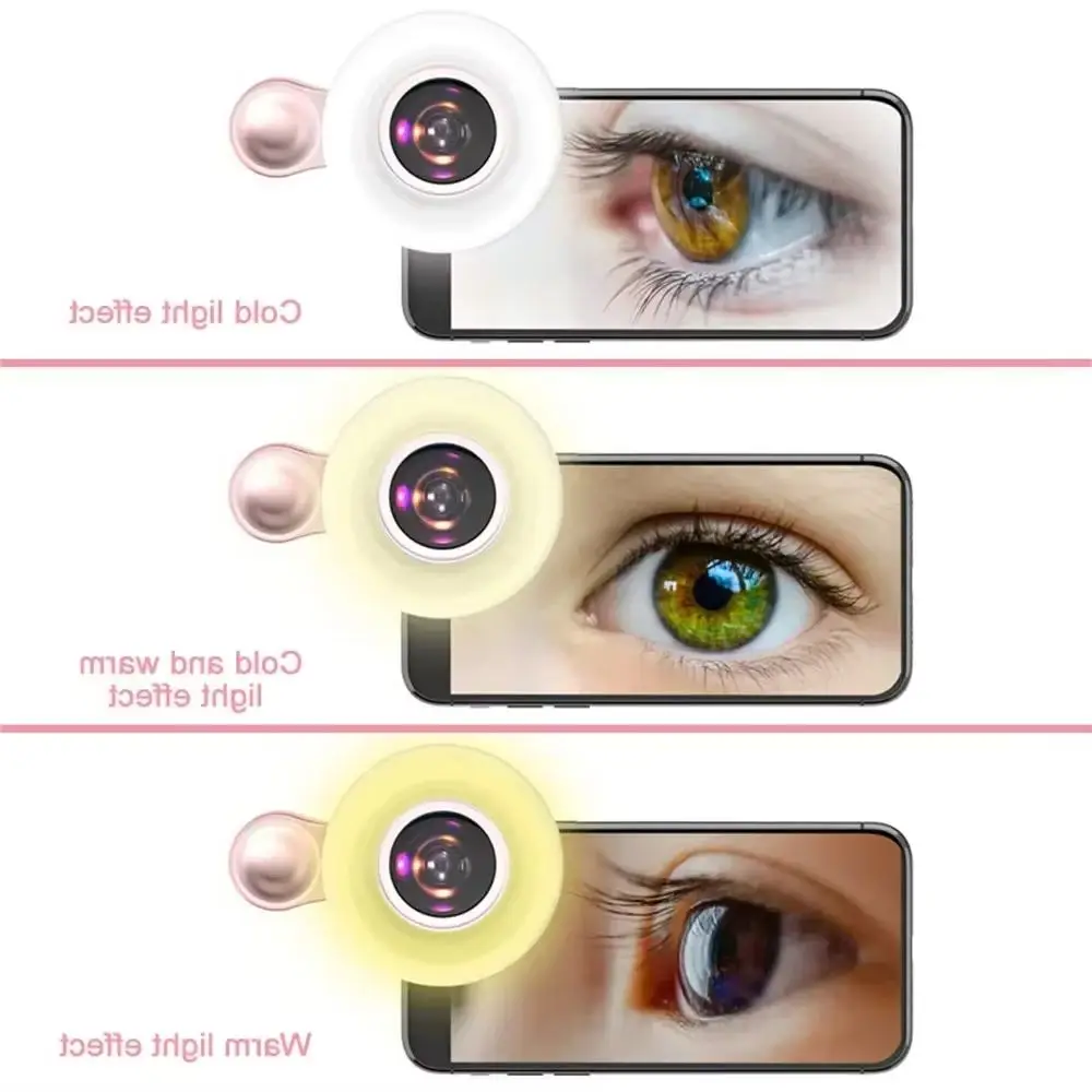 15X Macro Lens for Mobile Phone Fill Ring Light Selfie Live Lamp Camera Lens with LED Ring Flash Smartphone Fill Light Universal