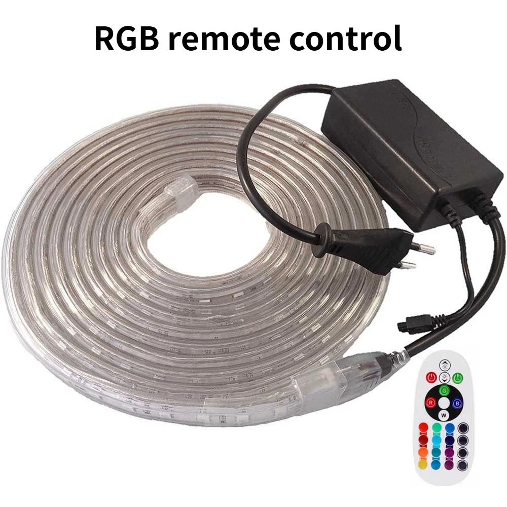 

220V RGB LED Strip 5050 FlexibleLight Outdoor Waterproof LED Strip Light IP67 60leds/m Led Tape With Power plug 5M/10M/15M