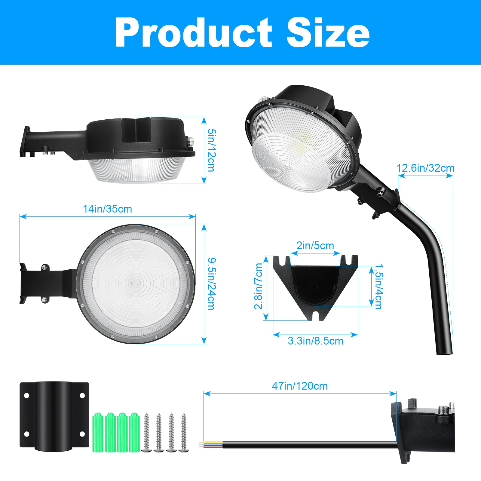 SKYWORLD LED Barn Light, 110W 10000LM Yard Area Lights Dusk to Dawn Sensor Outdoor Lighting with Photocell 6000K Street Lights